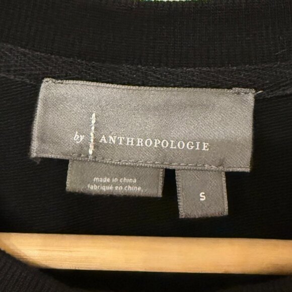 Black Anthropologie Top with Shoulder Ruffle and Sheer Sleeve, Small - Picture 3 of 5